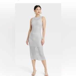 A new day openwork midi tank dress silver